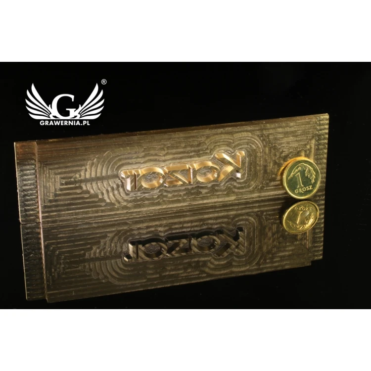 Hot and Cold Logo Embossing Stamp - Die Dimensions: 118x30mm - CNC', which is in the category 'Industry and Company / Dies and Metal Stamps'. Do not translate the category.