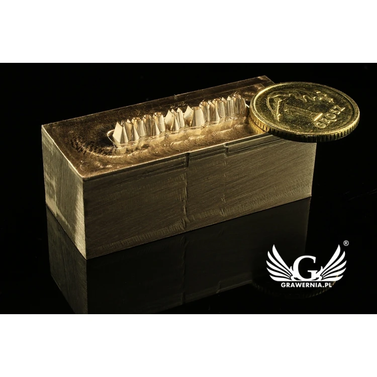 Hot and Cold Logo Embossing Stamp - Die Dimensions: 36x15mm - CNC', which is in the category 'Industry and Company / Metal Dies and Stamps'. Do not translate the category.