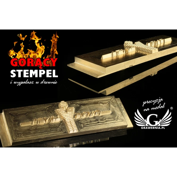 Hot and Cold Logo Embossing Stamp - Die Dimensions: 118x38mm - CNC', which is in the category 'Industry and Company / Metal Dies and Stamps'. Do not translate the category.