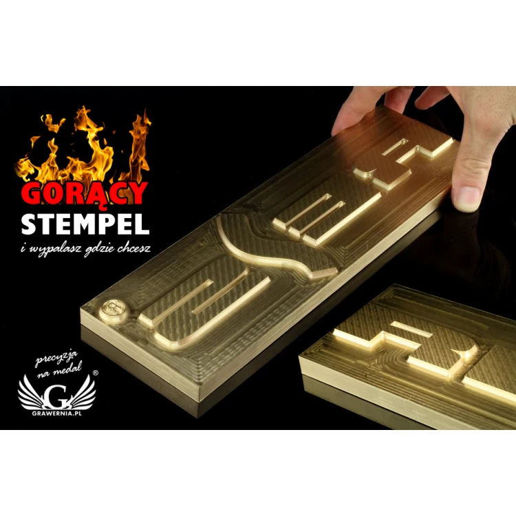 Hot stamping logo press - die dimensions: 275x92mm - CNC', which is in the category 'Industry and Company / Metal dies and stamps'. Do not translate the category.