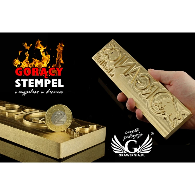 Hot stamping logo press - die dimensions: 233x58mm - CNC', which is in the category 'Industry and Company / Dies and metal stamps'. Do not translate the category.