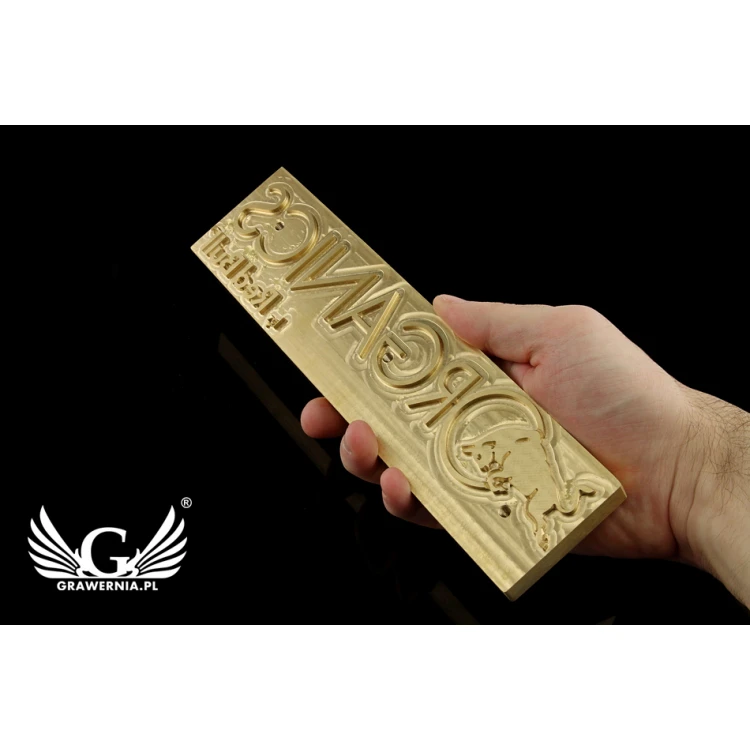 Hot stamping logo press - die dimensions: 233x58mm - CNC', which is in the category 'Industry and Company / Dies and metal stamps'. Do not translate the category.