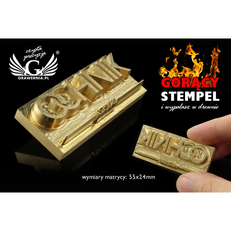 Hot and Cold Logo Embossing Stamp - Die Dimensions: 55x24mm - CNC', which is in the category 'Industry and Company / Dies and Metal Stamps'. Do not translate the category.
