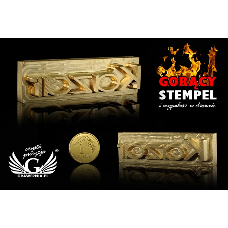 Hot and Cold Logo Embossing Stamp - Die Dimensions: 50x15mm - CNC', which is in the category 'Industry and Company / Dies and Metal Stamps'. Do not translate the category.