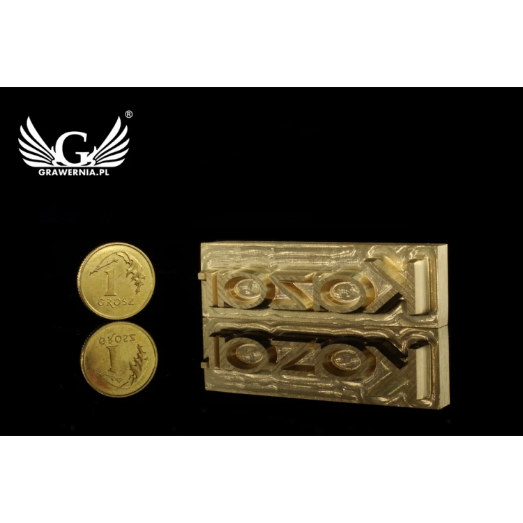 Hot and Cold Logo Embossing Stamp - Die Dimensions: 50x15mm - CNC', which is in the category 'Industry and Company / Dies and Metal Stamps'. Do not translate the category.