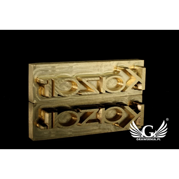Hot and Cold Logo Embossing Stamp - Die Dimensions: 50x15mm - CNC', which is in the category 'Industry and Company / Dies and Metal Stamps'. Do not translate the category.