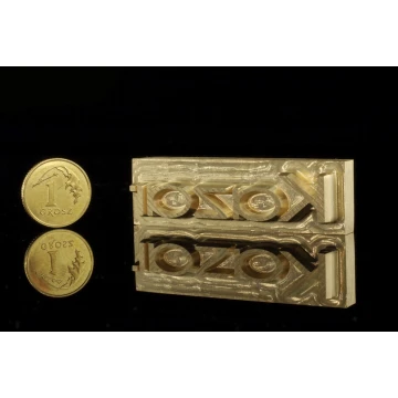 Hot and Cold Logo Embossing Stamp - Die Dimensions: 50x15mm - CNC', which is in the category 'Industry and Company / Dies and Metal Stamps'. Do not translate the category.