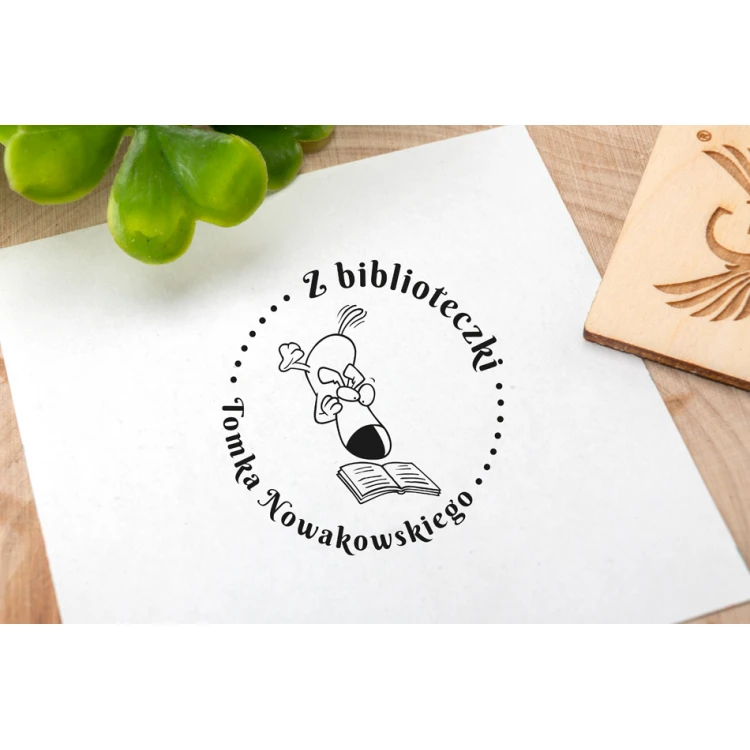 Ex Libris Stamp for Ink Imprinting - Dog - Handle Diameter 50mm - EX012