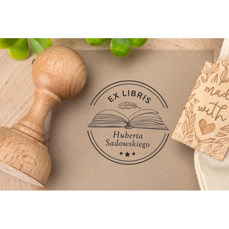 Ex Libris Stamp for Ink Imprinting - Handle Diameter 50mm - EX014