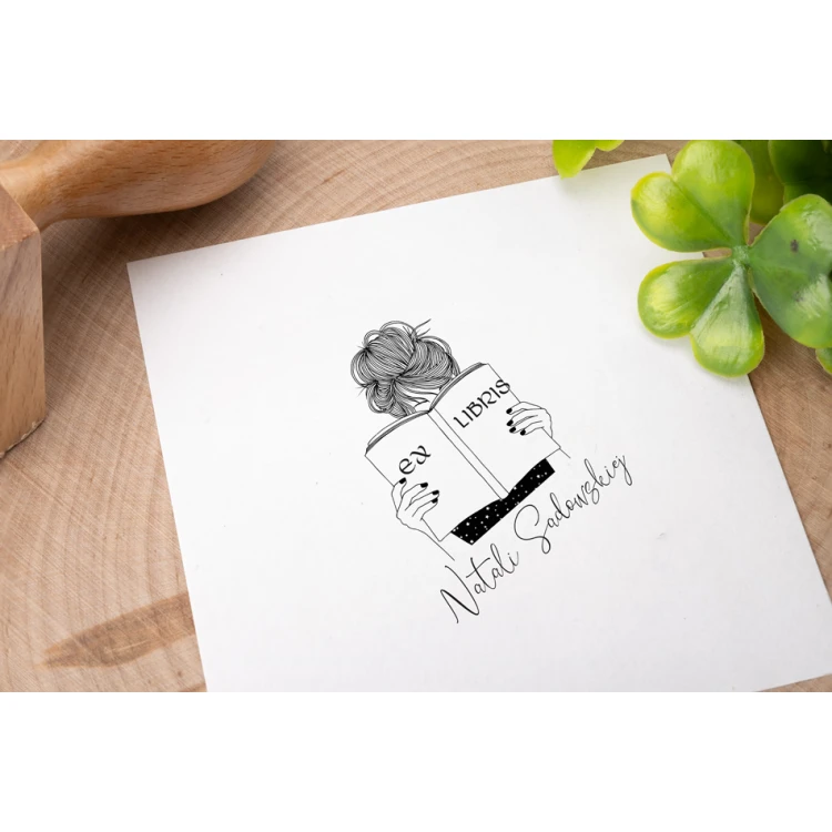 Ex Libris Stamp for Ink Imprinting - Lady - Handle Dimensions 50x50mm - EX035