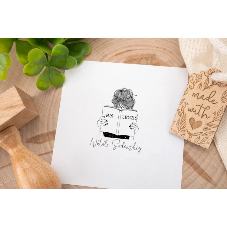 Ex Libris Stamp for Ink Imprinting - Lady - Handle Dimensions 50x50mm - EX035