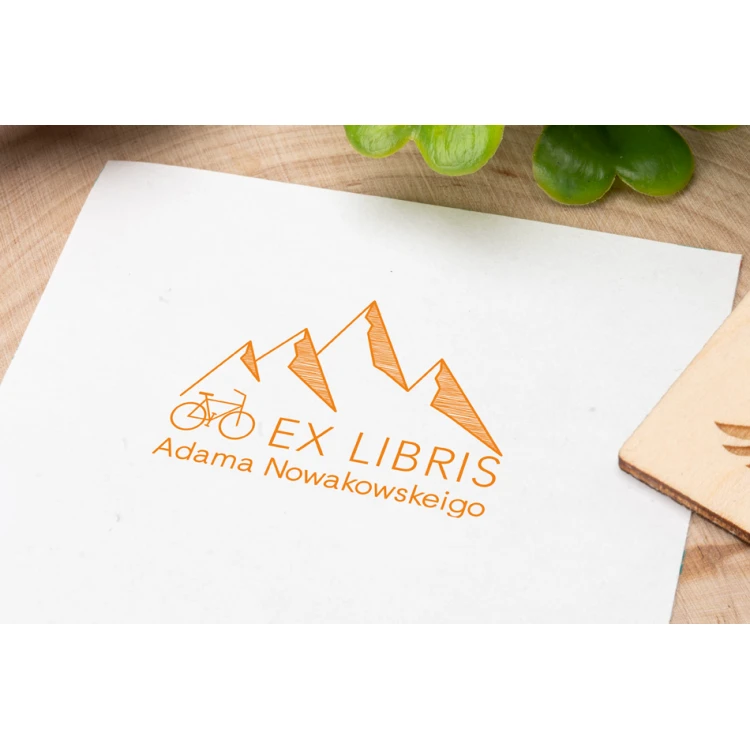 Ex Libris Stamp for Ink Imprinting - Mountains 3 - Handle Dimensions 40x30mm - EX020
