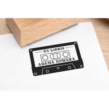 Ex Libris Stamp for Ink Imprinting - Cassette - Handle Dimensions 50x30mm - EX021