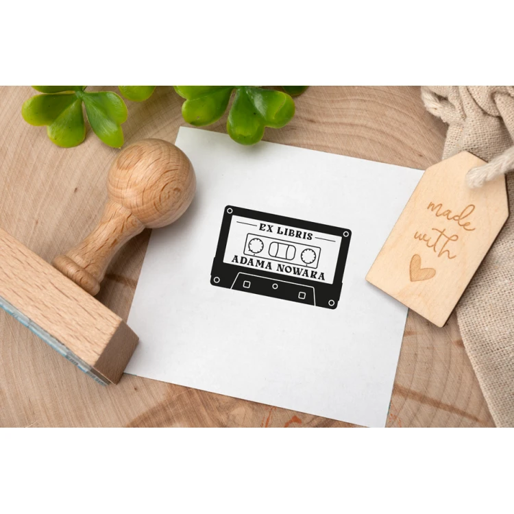 Ex Libris Stamp for Ink Imprinting - Cassette - Handle Dimensions 50x30mm - EX021