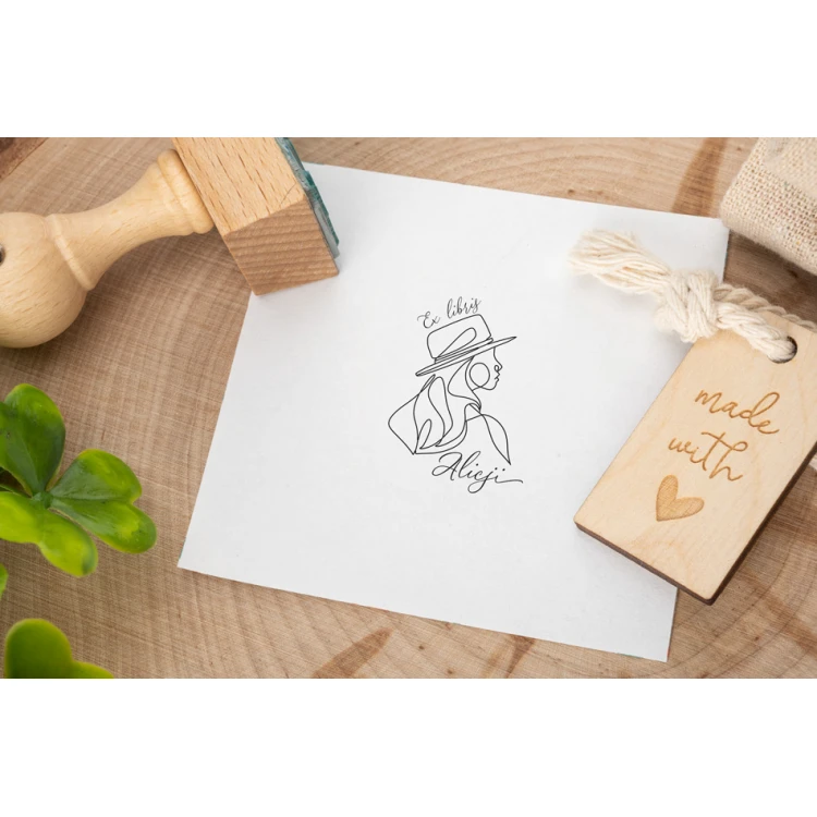 Ex Libris Stamp for Ink Imprinting - Woman - Handle Dimensions 30x40mm - EX023