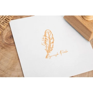 Ex Libris Stamp for Ink Imprinting - Feather - Handle Dimensions 30x40mm - EX024