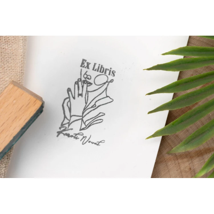Ex Libris Stamp for Ink Imprinting - Lady - Handle Dimensions 30x40mm - EX026