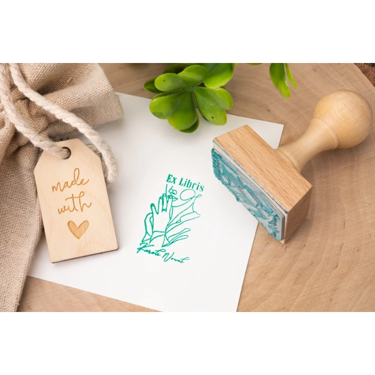 Ex Libris Stamp for Ink Imprinting - Lady - Handle Dimensions 30x40mm - EX026