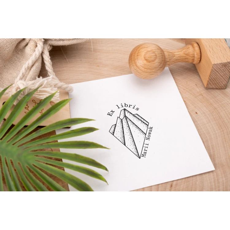 Ex Libris Stamp for Ink Imprinting - Peaks - Handle Dimensions 30x50mm - EX030