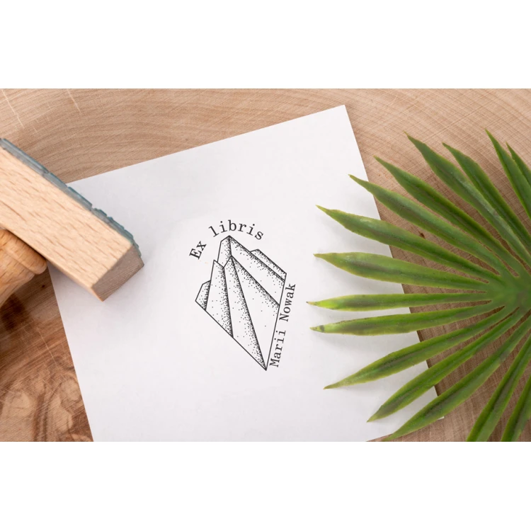 Ex Libris Stamp for Ink Imprinting - Peaks - Handle Dimensions 30x50mm - EX030