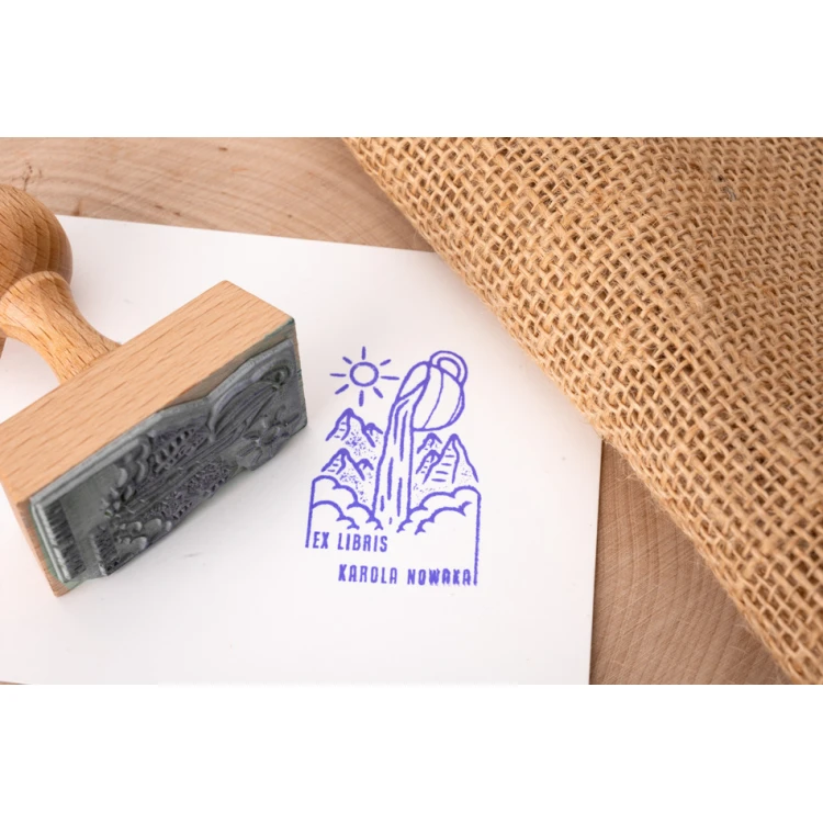 Ex Libris Stamp for Ink Imprinting - Folk - Handle Dimensions 30x50mm - EX036
