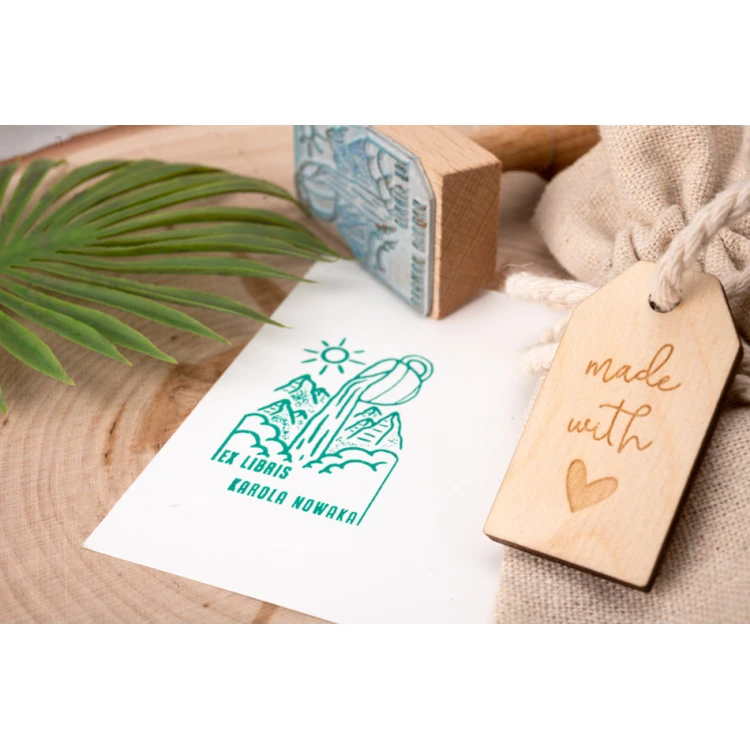 Ex Libris Stamp for Ink Imprinting - Folk - Handle Dimensions 30x50mm - EX036