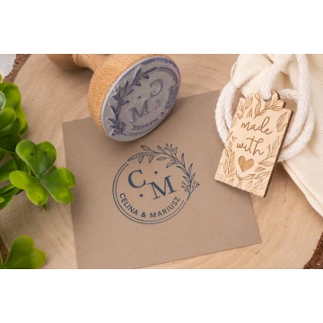 Wedding Stamp Wreath for Ink Stamping - Handle Diameter 50mm - STS002