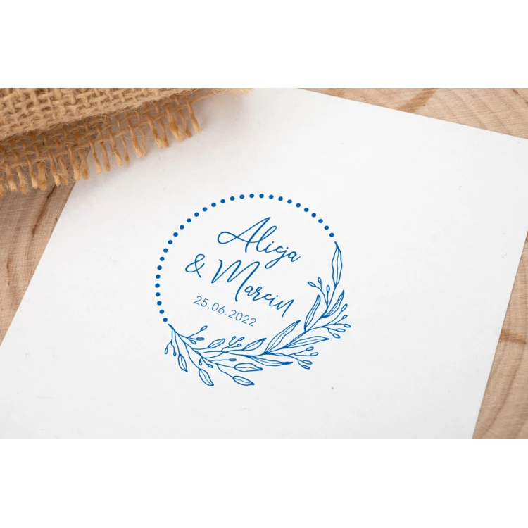 Wedding stamp with wreath for ink imprint - handle diameter 50mm - STS009