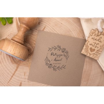 Wedding Stamp Wreath for Ink Imprinting - Handle Diameter 50mm - STS015