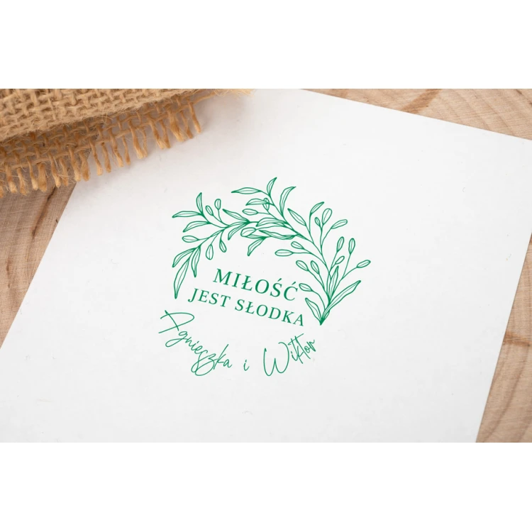 Wedding stamp with wreath for ink imprinting - handle diameter 50mm - STS018