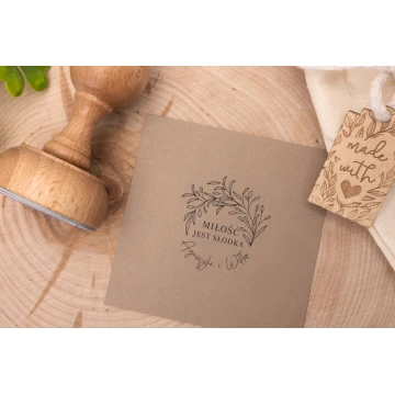 Wedding stamp with wreath for ink imprinting - handle diameter 50mm - STS018