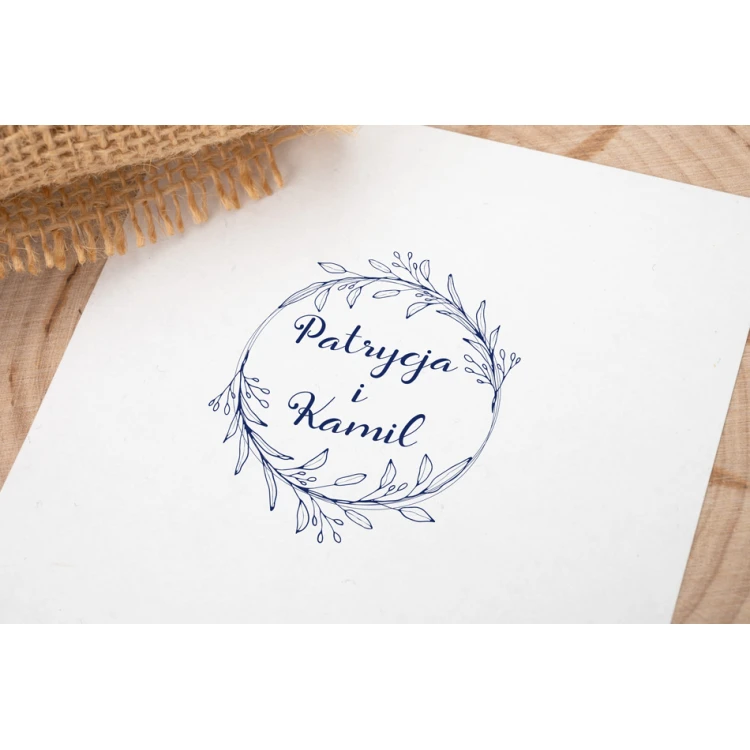 Wedding stamp with wreath for ink imprinting - handle diameter 50mm - STS020