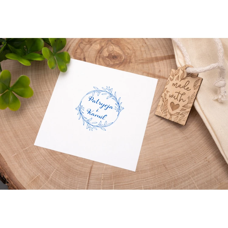 Wedding stamp with wreath for ink imprinting - handle diameter 50mm - STS020