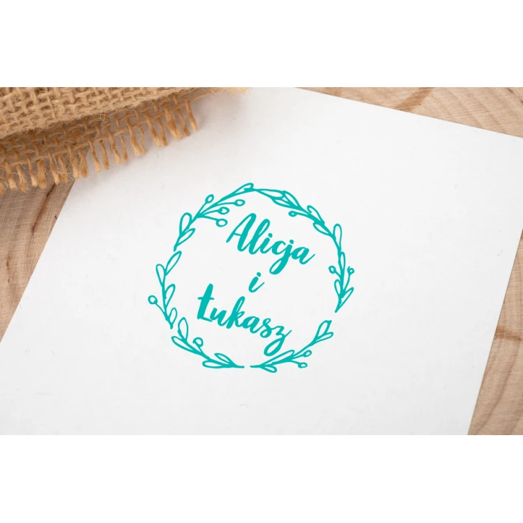 Wedding stamp with wreath for ink imprint - handle diameter 50mm - STS021