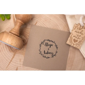 Wedding stamp with wreath for ink imprint - handle diameter 50mm - STS021