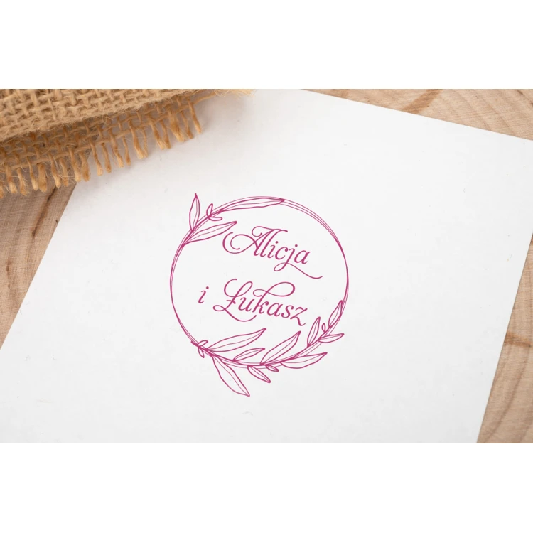 Wedding stamp with wreath for ink imprint - handle diameter 50mm - STS022
