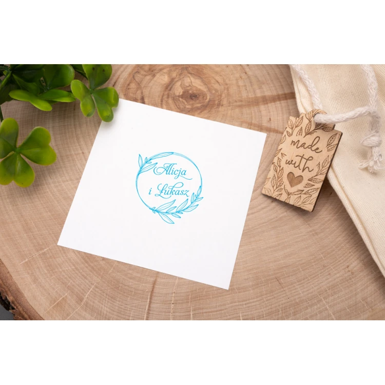 Wedding stamp with wreath for ink imprint - handle diameter 50mm - STS022