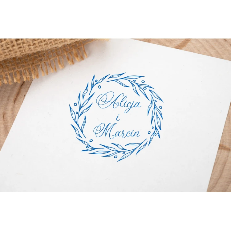 Wedding stamp with wreath for ink imprint - handle diameter 50mm - STS023