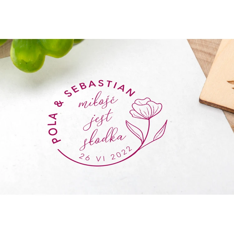 Wedding Stamp for Ink Imprinting - Love is Sweet - Handle Diameter 40mm - STS031