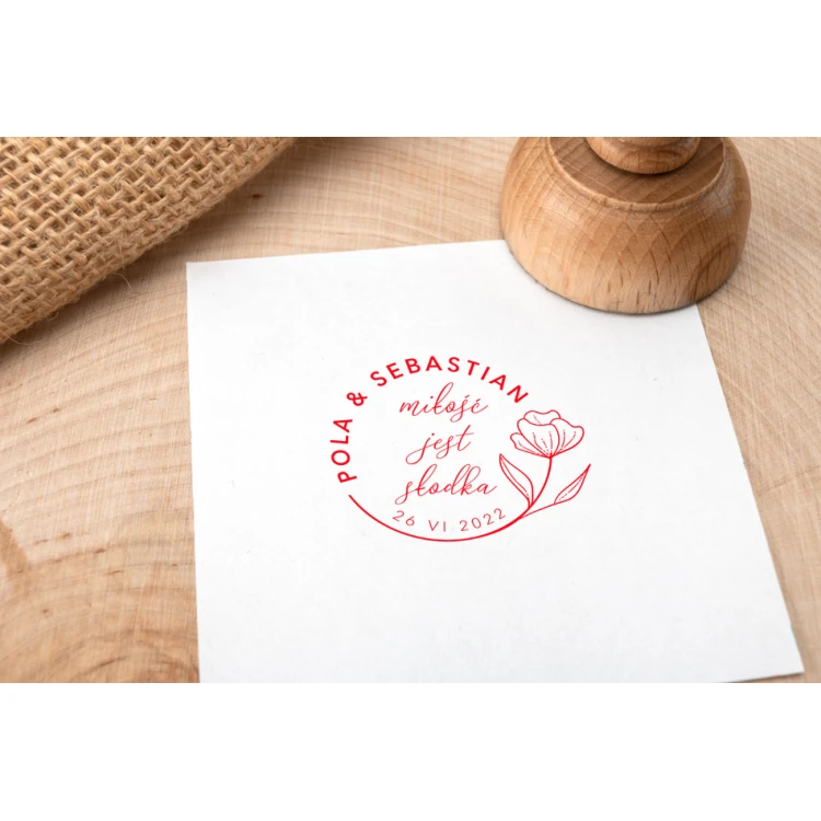 Wedding Stamp for Ink Imprinting - Love is Sweet - Handle Diameter 40mm - STS031