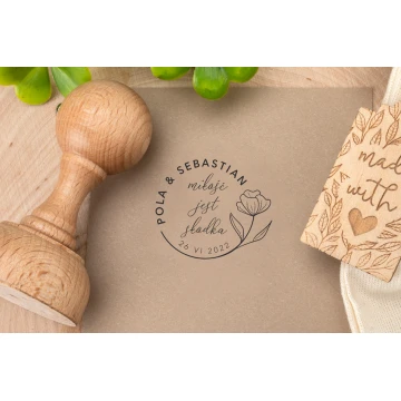 Wedding Stamp for Ink Imprinting - Love is Sweet - Handle Diameter 40mm - STS031