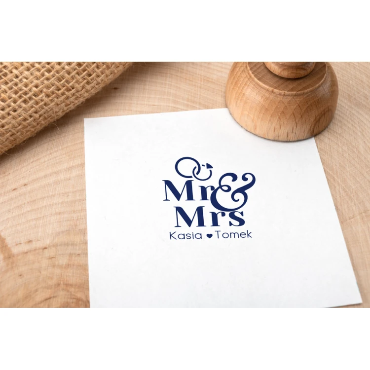 Wedding Stamp for Ink Imprinting - Mr&Mrs - Handle Diameter 40mm - STS028