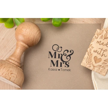 Wedding Stamp for Ink Imprinting - Mr&Mrs - Handle Diameter 40mm - STS028