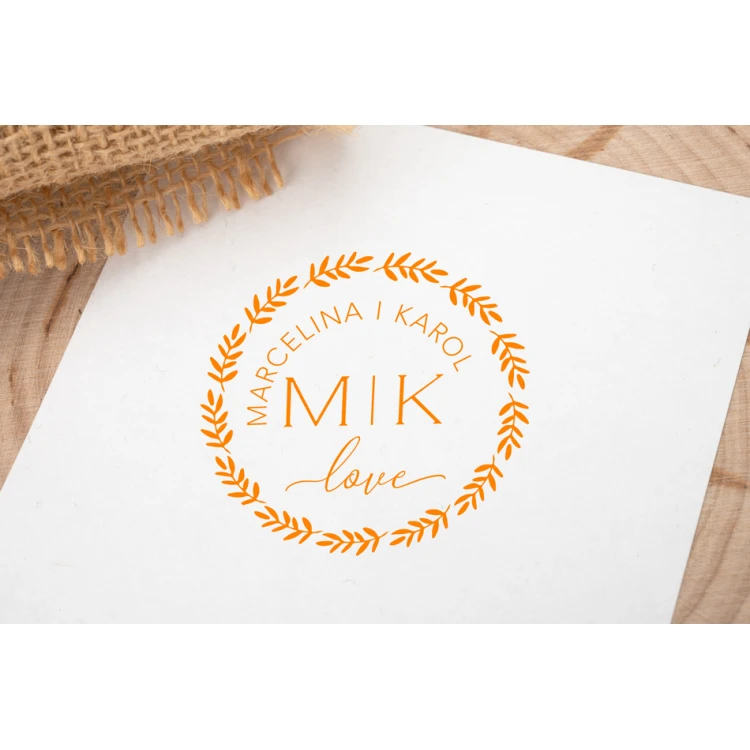 Wedding stamp wreath for ink imprinting - handle diameter 50mm - STS024