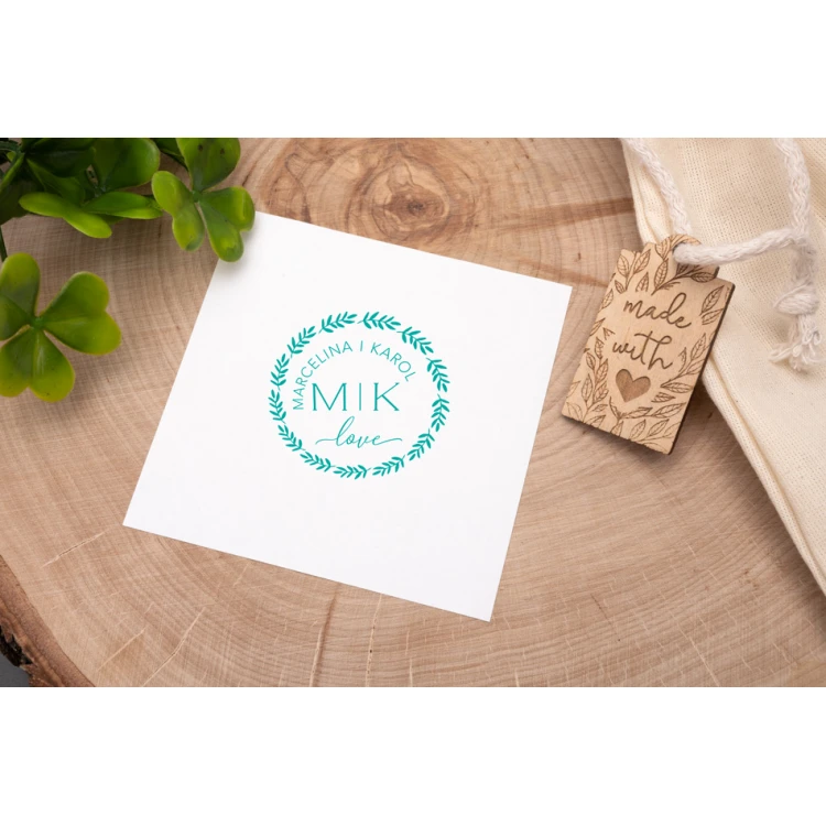 Wedding stamp wreath for ink imprinting - handle diameter 50mm - STS024