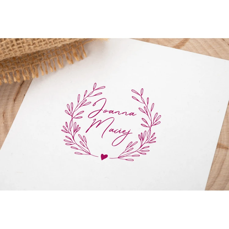 Wedding stamp with wreath for ink imprinting - handle diameter 50mm - STS019