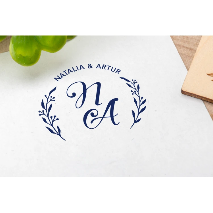Wedding Stamp Wreath for Ink Stamping - Handle Diameter 40mm - STS029