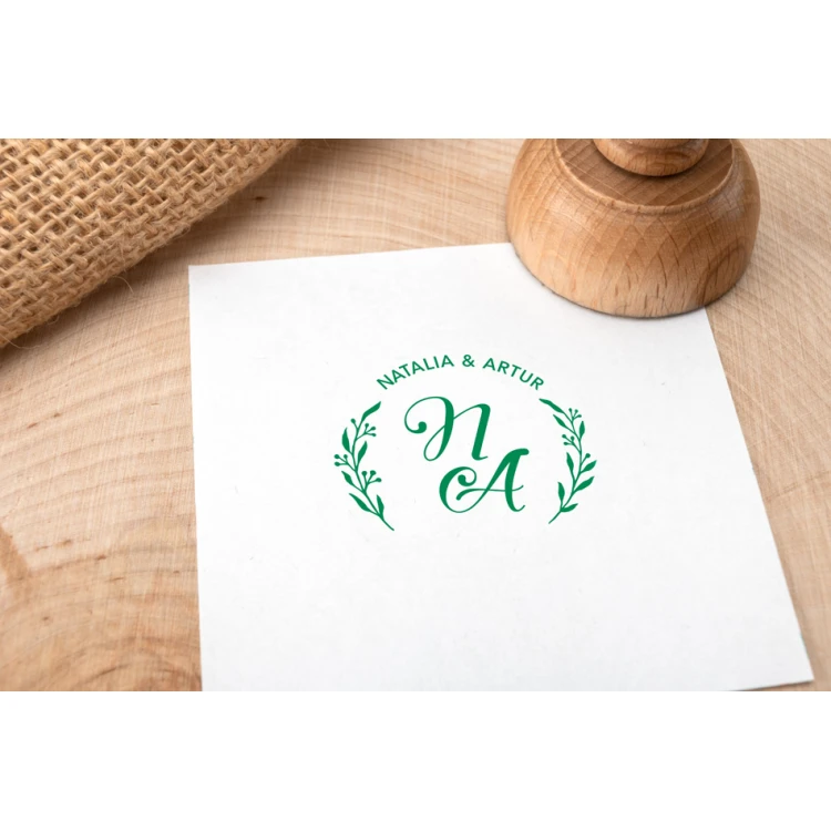 Wedding Stamp Wreath for Ink Stamping - Handle Diameter 40mm - STS029