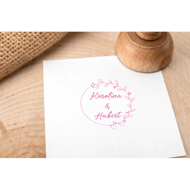Wedding stamp with wreath for ink imprinting - handle diameter 40mm - STS033