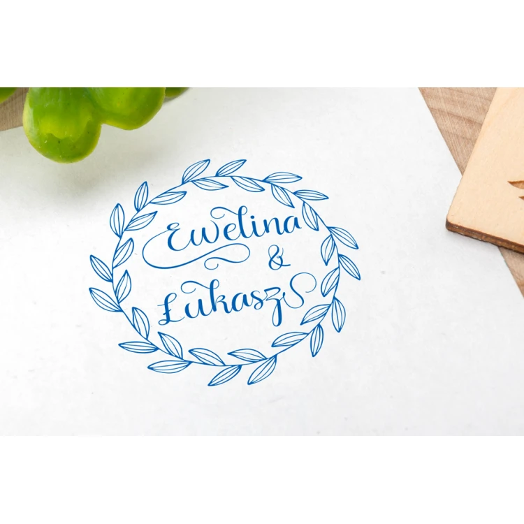 Wedding stamp with wreath for ink imprint - handle diameter 40mm - STS038
